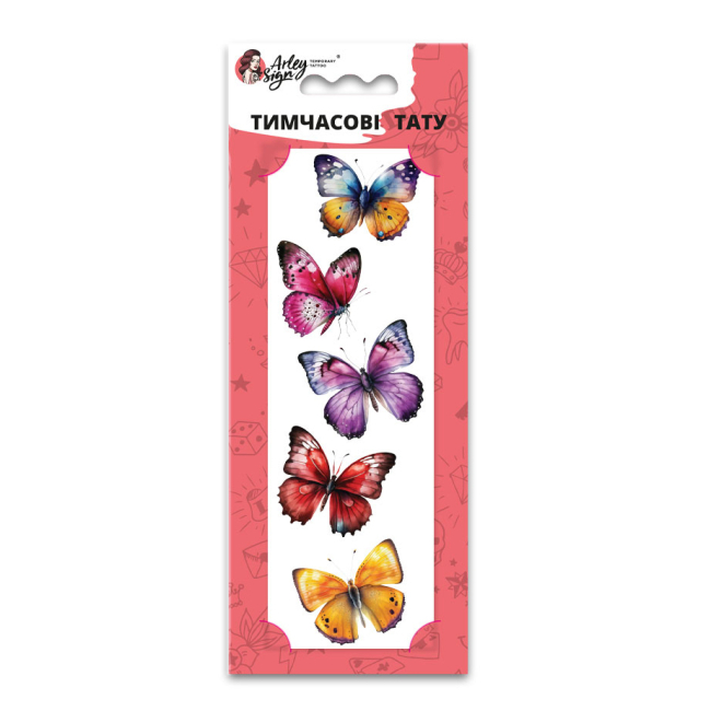 Косметика - Набір тату для тіла Arley Sign Дитячі кольорові метелики (2108)#2