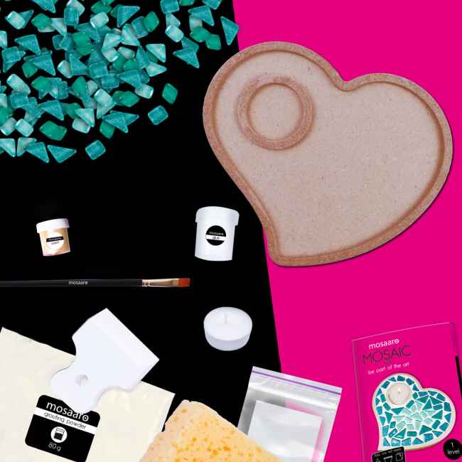 Мозаїка - Набір скляної мозаїки Mosaaro Кришталеве скло Підсвічник серце (MA1011)#2