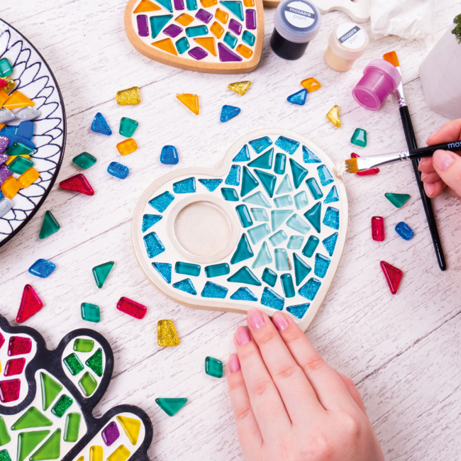 Мозаїка - Набір скляної мозаїки Mosaaro Кришталеве скло Підсвічник серце (MA1011)#3