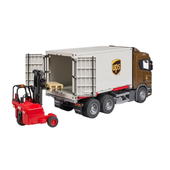 Транспорт і спецтехніка - Ігровий набір Bruder Автомобіль Scania Super 560R кур'єрської служби UPS та навантажувач (03582)#7
