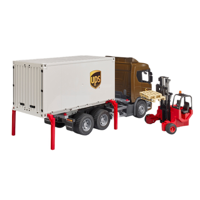 Транспорт і спецтехніка - Ігровий набір Bruder Автомобіль Scania Super 560R кур'єрської служби UPS та навантажувач (03582)#8