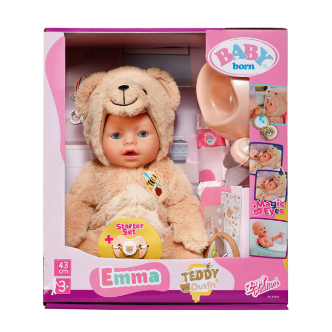 Пупси - Пупс Baby Born Bear world Емма у костюмі ведмедика з аксесуарами 43 см (837115)#3