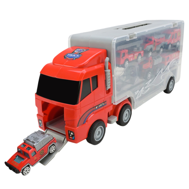 Транспорт і спецтехніка - Ігровий набір Автопром Трейлер із машинками (PS006-2)#3