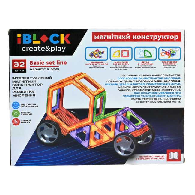 Магнітні конструктори - Магнітний конструктор IBLOCK 32 деталі (PL-923-528)#2