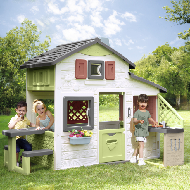 Ігрові комплекси, гойдалки, гірки - Ігровий будинок Smoby Life для друзiв з лiтньою кухнею, дверним дзвiнком та столиком (7600810207)#3