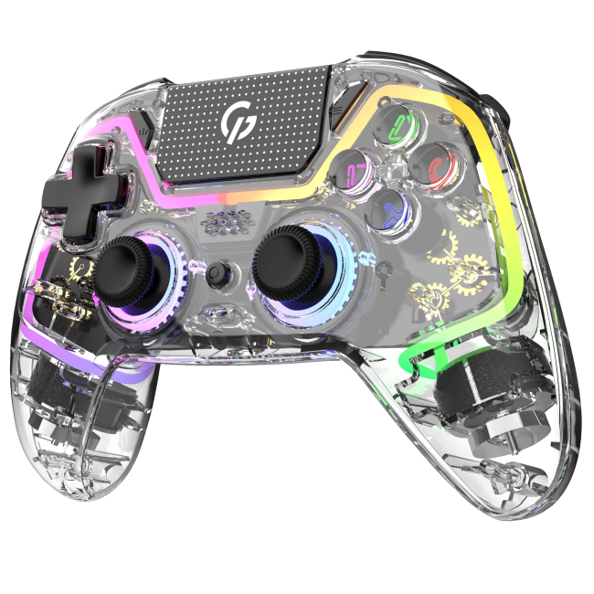 Геймпади - Геймпад GamePro BT 5.3/USB PC/iOS/Android/PS3/PS4 RGB Transparent (GPS13T)#2