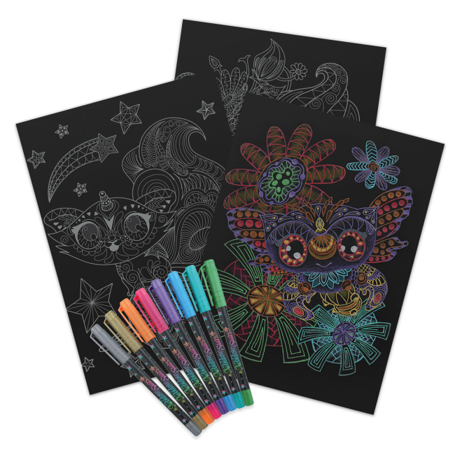 Товари для малювання - Набір для творчості Nebulous stars Розмальовка Айседора чорні аркуші (11136)#3