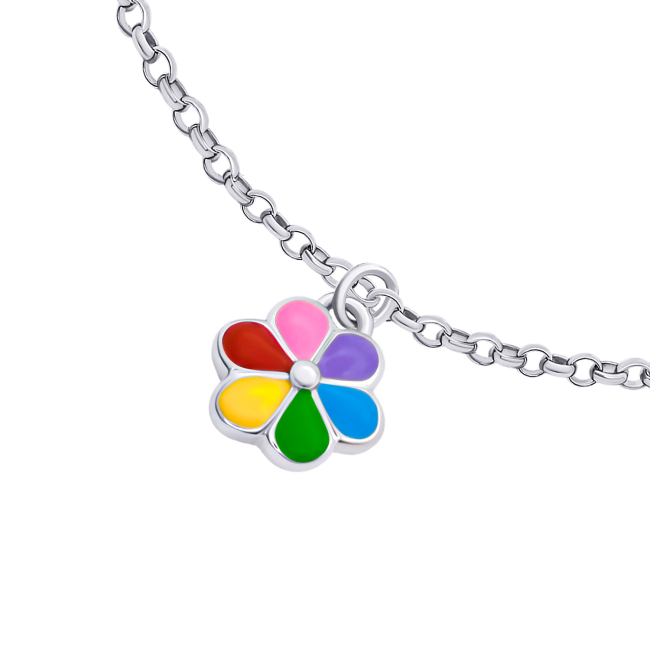 Ювелірні прикраси - Браслет UmaUmi Flowers Ромашка кольорова з різнобарвною емаллю та фіанітами (2210000018532)#2