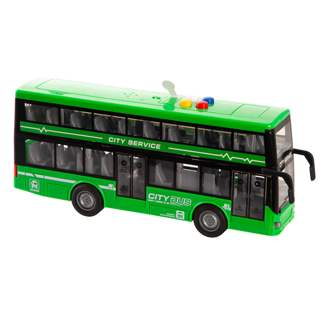 Транспорт і спецтехніка - Автомодель DIY Toys Інерційний двоповерховий автобус зелений (CJ-4023760/1)#2