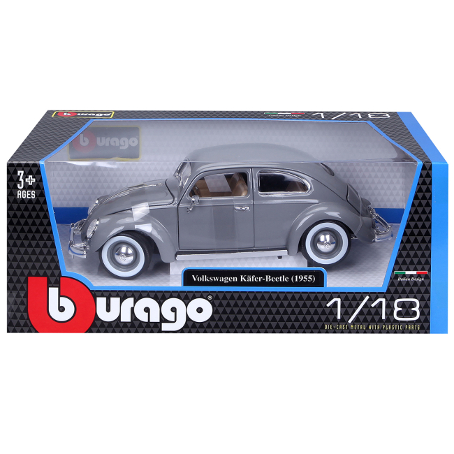 Автомоделі - Автомодель Bburago Volkswagen Kafer Beetle 1955 сірий (18-12029 GY)#8