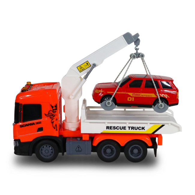 Транспорт і спецтехніка - Ігровий набір TechnoDrive Big truck Евакуатор Scania з машиною (6408KS)#4