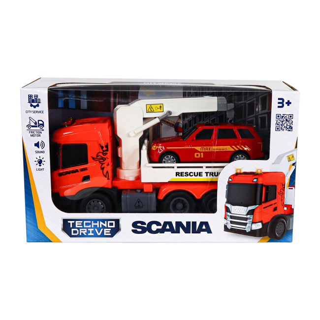 Транспорт і спецтехніка - Ігровий набір TechnoDrive Big truck Евакуатор Scania з машиною (6408KS)#9
