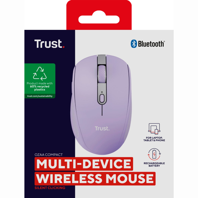 Клавіатура і миші - Мишка Trust Ozaa Compact Multi-Device WL/BT фіолетовий (25384_TRUST)#6