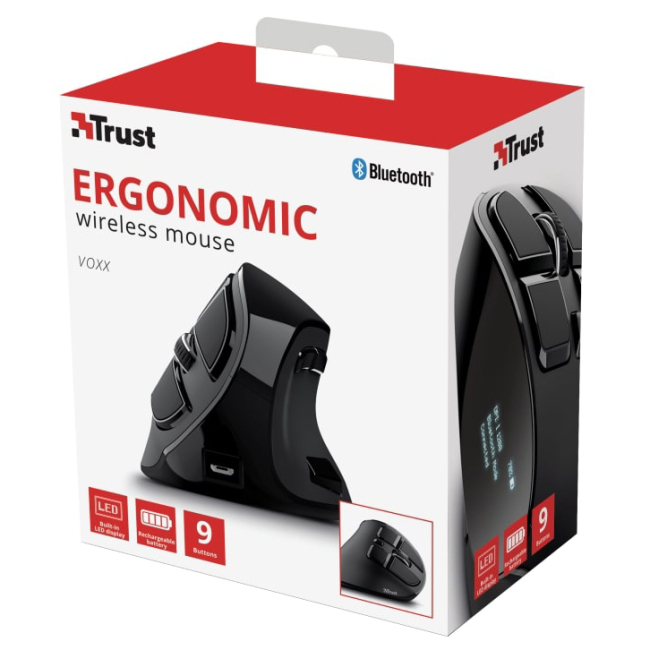 Клавіатура і миші - Мишка Trust Voxx Rechargeable Ergonomic WL чорний (23731_TRUST)#8