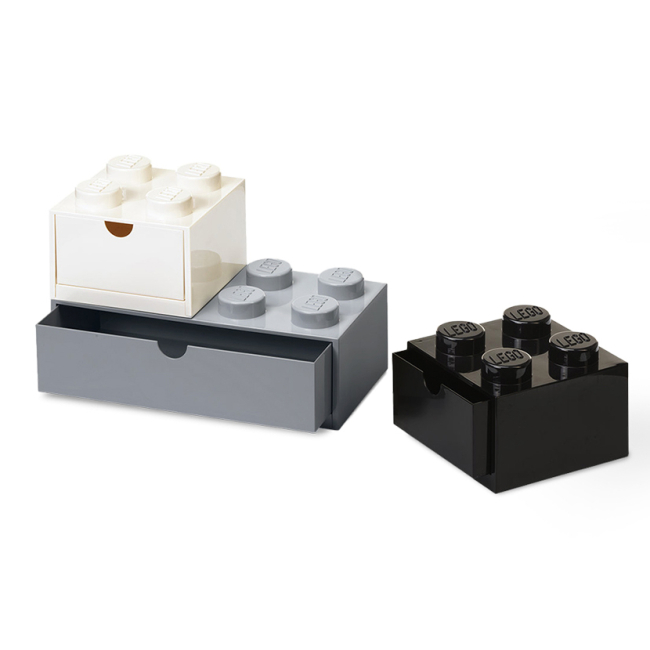 Бокси для іграшок - Набір органайзерів з висувними ящиками Цеглинки LEGO Lifestyle білий, сірий, чорний (43250801)#2