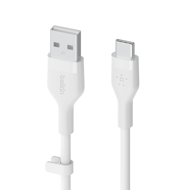Павербанки - Кабель Belkin USB-A > USB-C заряджання/синхронізації Belkin 15Вт Type-C силіконовий з кліпсою білий (CAB008BT2MWH)#3