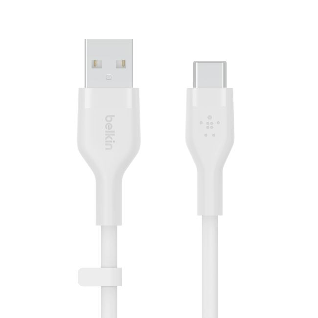 Павербанки - Кабель Belkin USB-A > USB-C заряджання/синхронізації Belkin 15Вт Type-C силіконовий з кліпсою білий (CAB008BT2MWH)#4