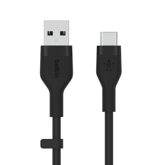 Павербанки - Кабель Belkin USB-A > USB-C заряджання/синхронізації Belkin 15Вт Type-C силіконовий з кліпсою чорний (CAB008BT3MBK)#3