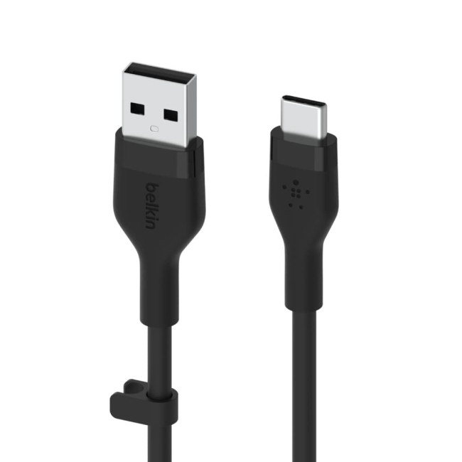 Павербанки - Кабель Belkin USB-A > USB-C заряджання/синхронізації Belkin 15Вт Type-C силіконовий з кліпсою чорний (CAB008BT3MBK)#4