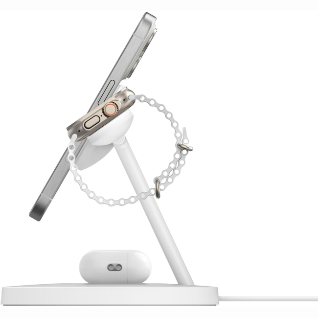 Павербанки - Зарядний пристрій бездротовий Belkin Magnetic Pad Qi2 15Вт 3в1 білий (WIZ032KQWH)#3