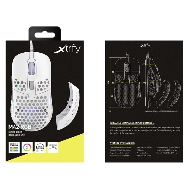 Клавіатура і миші - Мишка Cherry Xtrfy M42 USB-A RGB біла (XG-M42-RGB-WHITE)#3