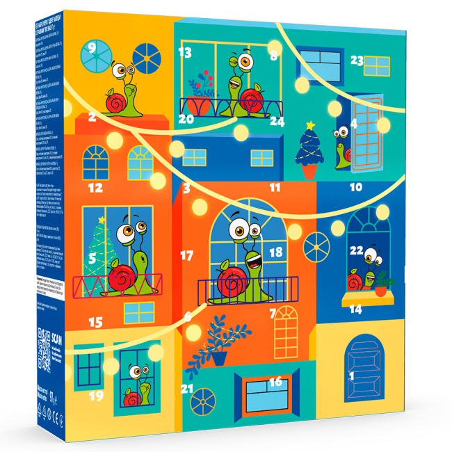 Солодощі - Адвент-календар Bob Snail з іграшками синій (4820219347040/2)#2