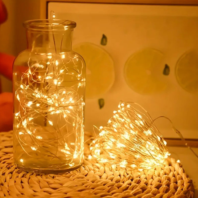 Аксесуари для свят - Світлодіодна гірлянда-струна СolorWay LED 100 10м теплий колір 3AA Battery (CW-G-100L10NB)#2