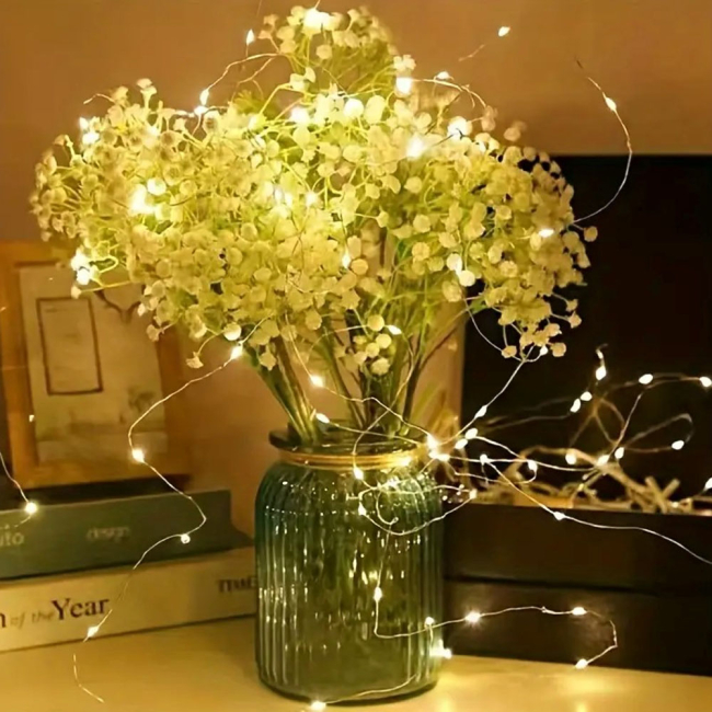 Аксесуари для свят - Світлодіодна гірлянда-струна СolorWay LED 100 10м теплий колір 3AA Battery (CW-G-100L10NB)#3